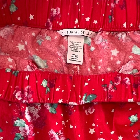 Victoria's Secret Sleep Pants Red Flowers Stars PJ Lounge Cotton Size Small - Picture 8 of 9
